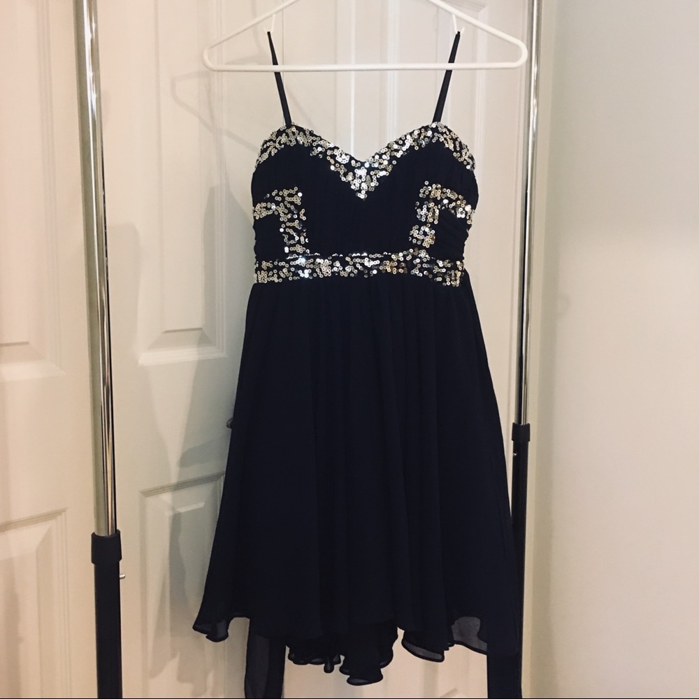 NAVY CHIFFON DRESS